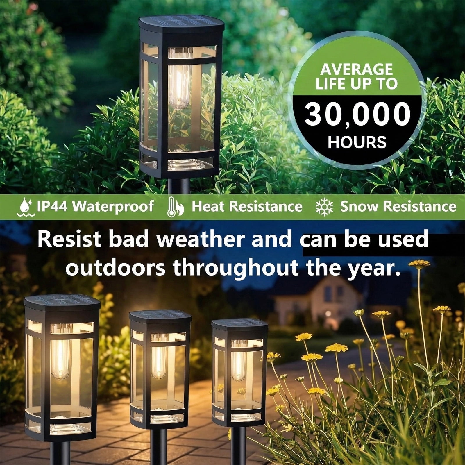 [8 Pack] Solar Outdoor Lights Waterproof for Outside Walkway Pathway Driveway Garden Yard Landscape Lighting Warm White.