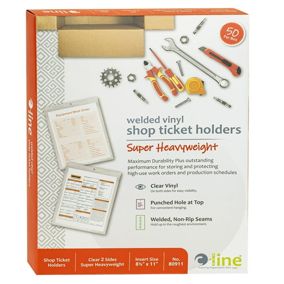 C-Line Clear Vinyl Shop Ticket Holder, Both Sides Clear, 15", 8 1/2 x 11, 50/BX