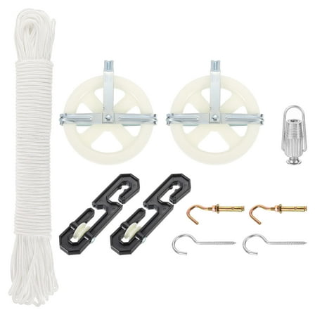 Uxcell 5" Clothesline Pulley System Kit, Clothes Line Outdoors Kit for Drying Clothes