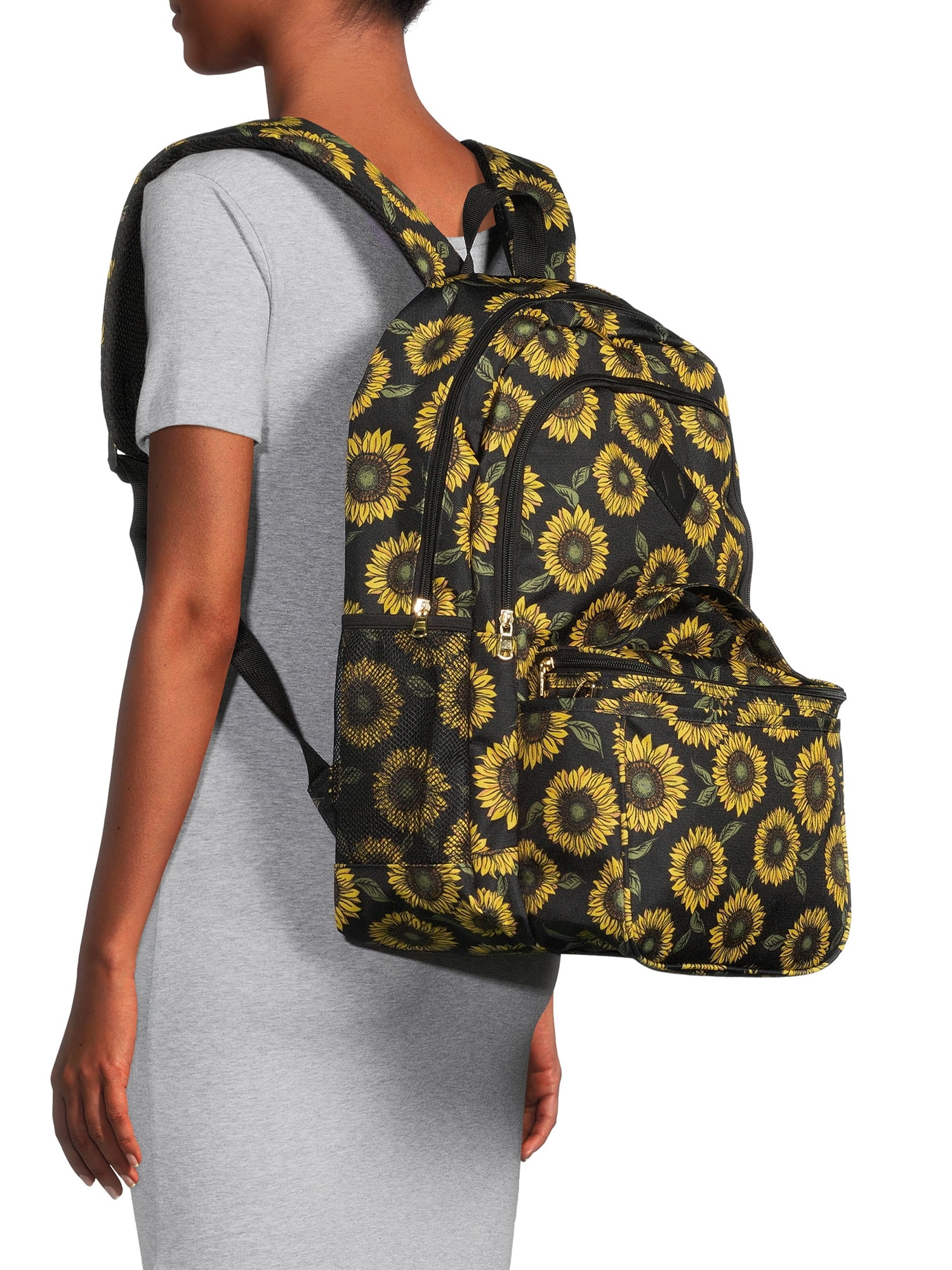 No Boundaries Women’s Backpack Duo with Square Lunchbox Black Sunflower