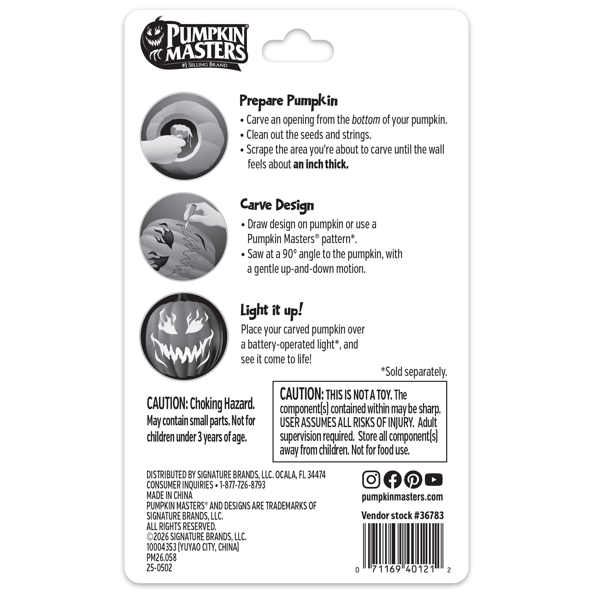 Pumpkin Masters Plastic Bare Bones Pumpkin Carving Tool Kit, 2 Pieces (Orange)