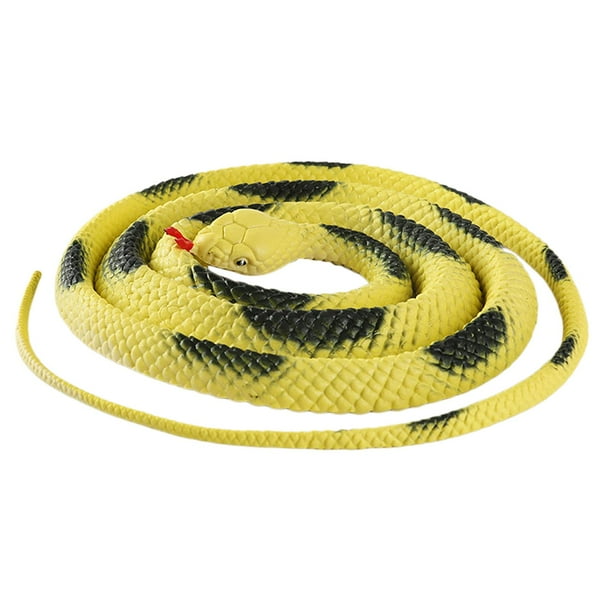 Serpiente falsa de 47 pulgadas, serpientes de goma grandes, serpientes de simulación, selva tropical realista Amarillo