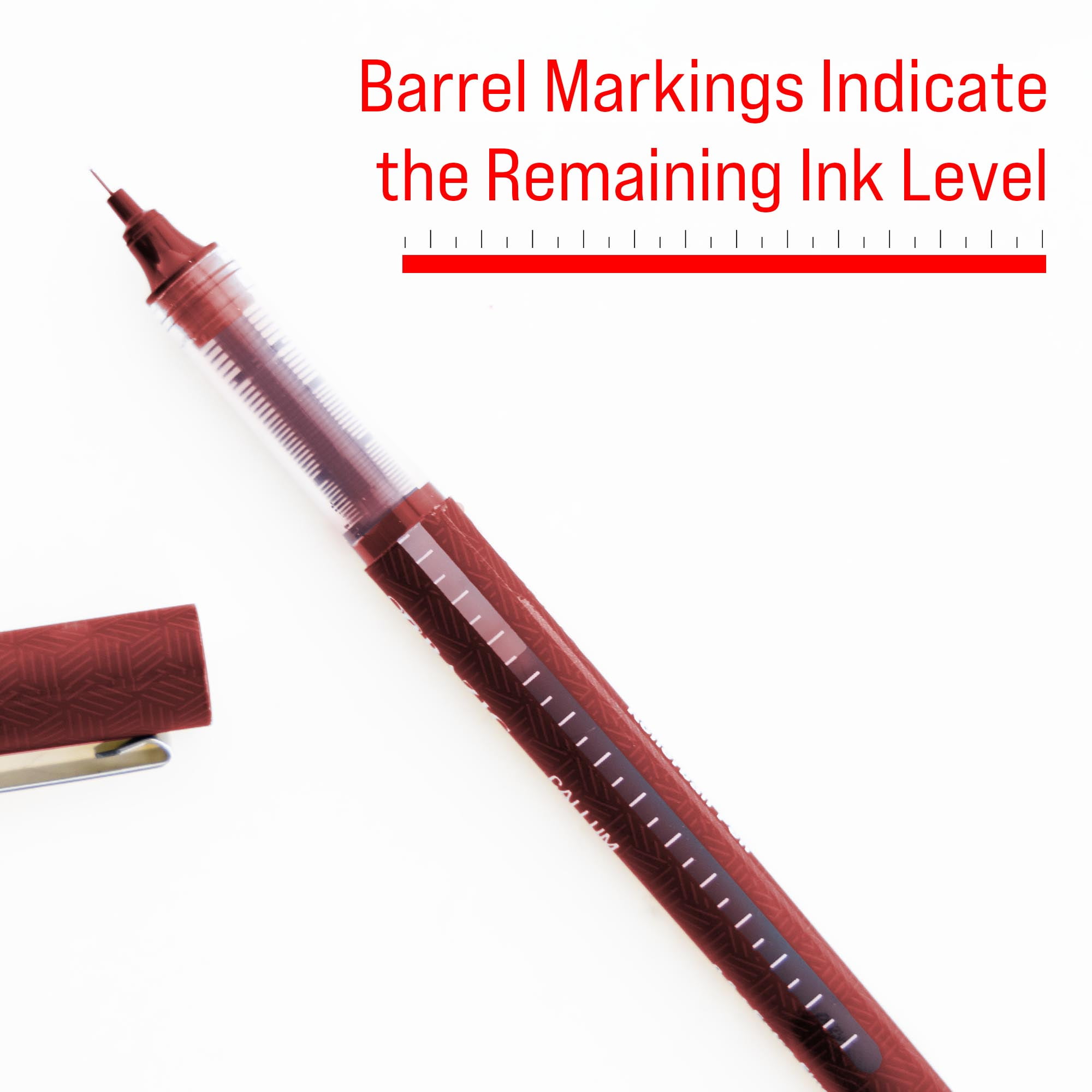 BAZIC Callum 0.5mm Rollerball Pen, Red Ink Needle Tip Fine Point Ink Pens (2/Pack), 24-Packs