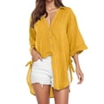 thumbnail image 1 of Blusa camisa para mujer Vestido para mujer - Blusas holgadas con botones - Blusa de poliéster de manga larga y cuello en V - Verano, sexy/casual - Tallas M a XXXL, 1 of 4