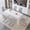 Table+6 Light Gray Chairs, variant on ExtraLco Dining Table Set for 6, White Marble MDF Table with 6 White PU Chairs for Dining Room