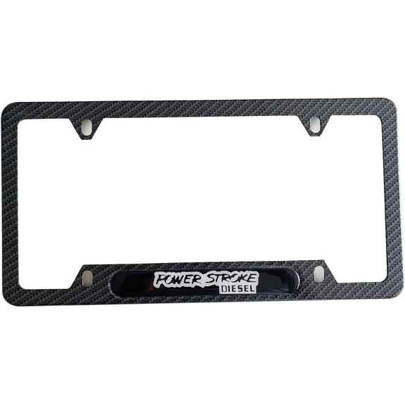 Carbon Fiber Power License Plate Frame Cover Holder Stroke Diesel Ford F250 350 Truck Car Accessories Stainless Steel 1PC