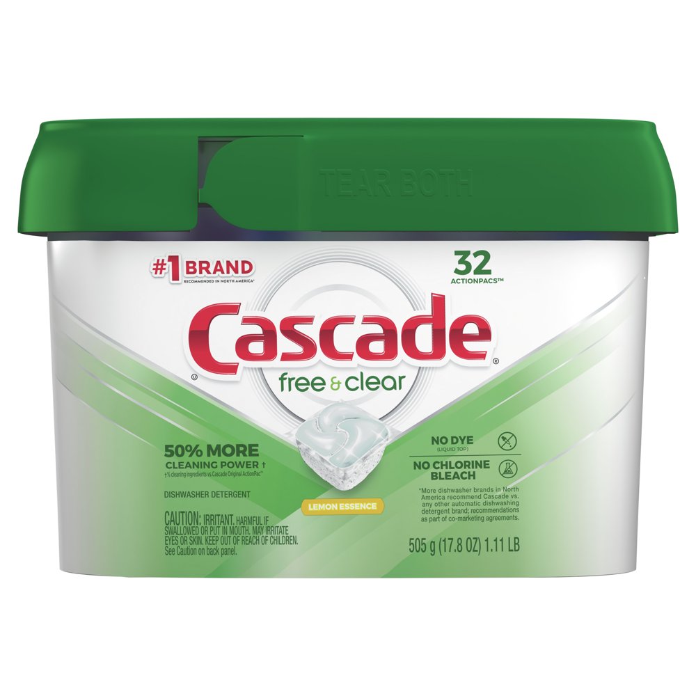 Cascade Free and Clear Dishwasher Pods, ActionPacs Dishwasher Detergent