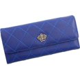thumbnail image 1 of Cartera de mano grande con corona de metal para mujer, tarjetero de piel sintética, tipo sobre (azul marino), 1 of 4