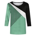 thumbnail image 4 of Pompotops T-shirt Blouse à Manches 3/4 Contrastées à Col Rond Décontracté pour Femmes en Solde, 4 of 4