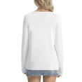 thumbnail image 5 of QUALFORT Women’s 100% Cotton Lightweight Button-Front Cardigan Sweater，crew neck Long Sleeve Knit, 5 of 6