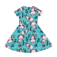 thumbnail image 2 of Uourmeti Axolot Cute Short Sleeve Dresses for Girls Casual Loose Ruffle Swing Sundress with Pockets Lightweight Soft Crewneck Knee-Length Dress 2-14Y, 2 of 5