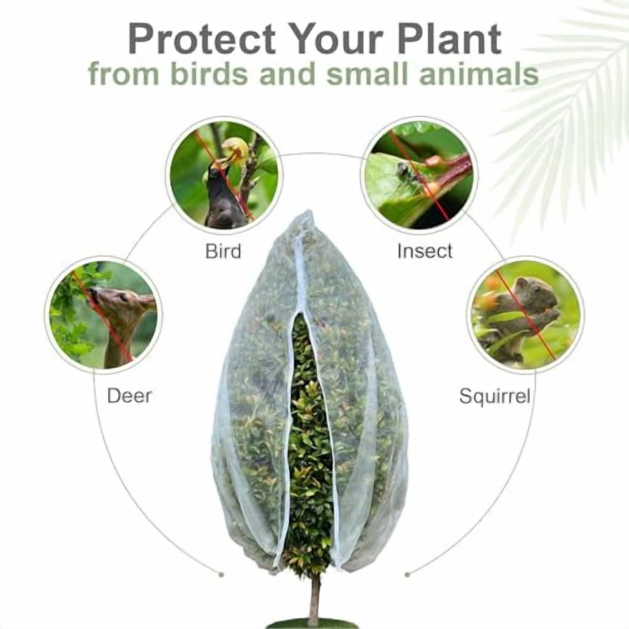 Fruit Tree Netting Cover with Zipper & Drawstring,2 Packs 8ft x 8ft Insect Bird Barrier Netting for Garden Protection,Ultra Fine Mesh Garden Netting