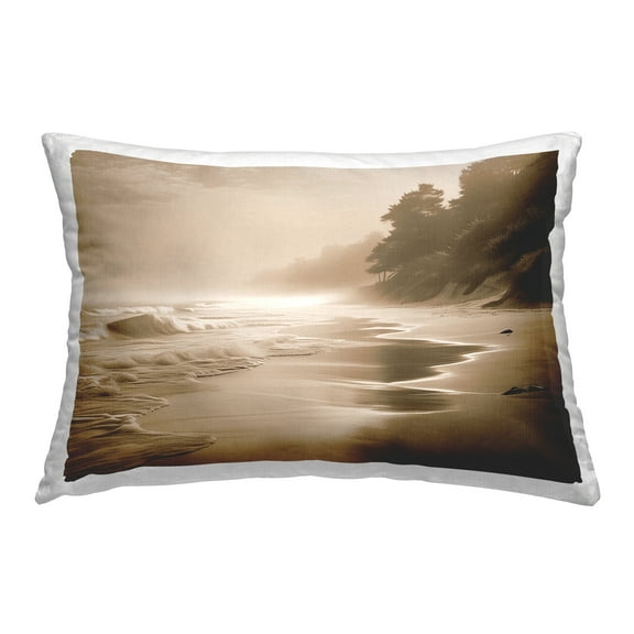 Stupell Industries Sepia Smooth Beach Landscape Decorative Printed Throw Pillow Design by Noah Bay.