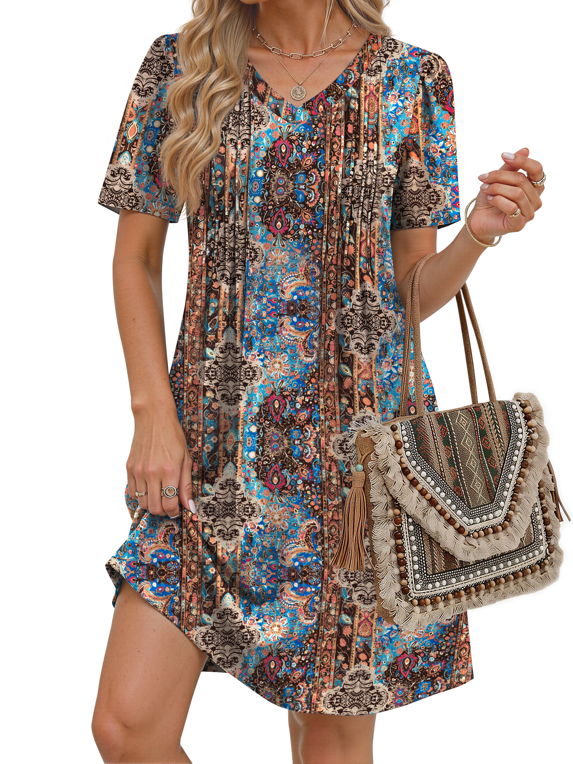 Fantaslook Women's A-Line Short Sleeve Tunic Dress