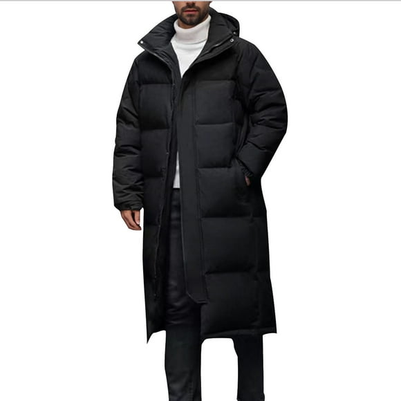 Styesk Jackets for Men Unisex Hooded Long Sleeve Zipper Solid Long Thickene Warm Winter Padded Jacket Coat