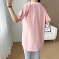thumbnail image 2 of LNGOOR T-Shirts d'Allaitement à Manches Courtes Col Rond Dessin Animé Maternité Été Coton Uni pour Mère Enceinte Post-Partum, 2 of 7