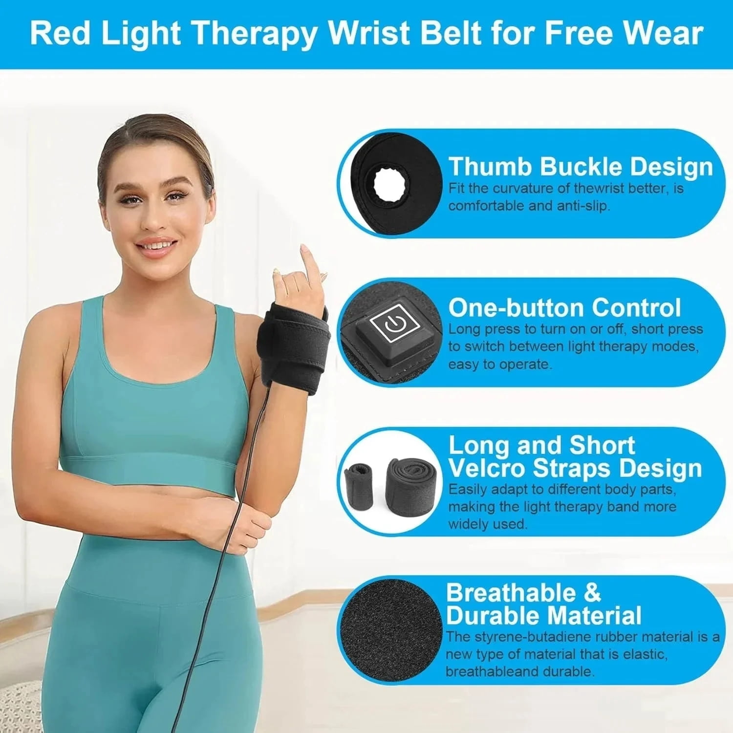 Golikin 2026 New 3 in 1 Wrist Heating Pad, Wrap for Carpal Tunnel, with Heat & Massage, with 48 LEDs, Wrist Brace & Hands Wrap Pad for Knee Ankle Foot Joint, Just 15 Minutes A Day(1pcs)