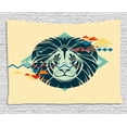 thumbnail image 1 of Lion Tapestry, Portrait of A Wild Mammal with Abstract Triangles and Zig Zags Contemporary Style, Wall Hanging for Bedroom Living Room Dorm Decor, 80W X 60L Inches, Multicolor, by Ambesonne, 1 of 2
