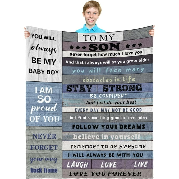 MMYGU Son Blanket Throws Son Blanket Birthday Gifts Son Gifts from Mom or Dad Fleece Blanket Bed Blankets and Throws for Boys Kids 30x40in