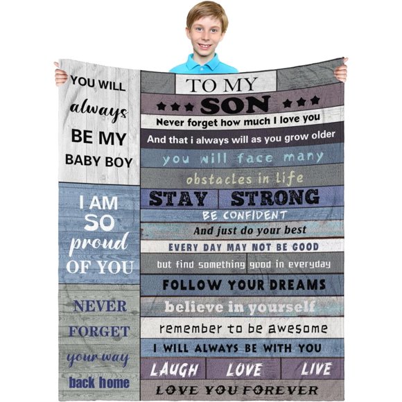 LHSHID Son Blanket Throws Son Blanket Birthday Gifts Son Gifts from Mom or Dad Fleece Blanket Bed Blankets and Throws for Boys Kids 30"x40"