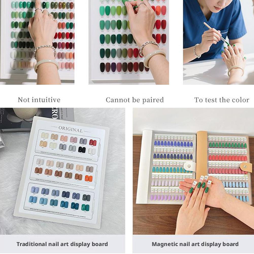 QHUDLV Magnetic Nail Swatches Book, 120/180/240 Color Display Book with Tips, Nail Art Sample Storage Organizer for Manicurist Salon Use