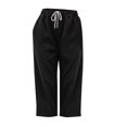 thumbnail image 5 of UKHCCC Women's Loose Fit Waffle Knit Capri Pants with Pockets Elastic Waist Drawstring Casual Summer Lounge Joggers Soft Cotton S-2XL, 5 of 9
