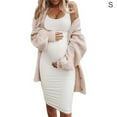 thumbnail image 1 of facefd Robe Femme Enceinte Sans Manches Robe Courte Couleur Unie Été Robe Courte Sans Manches Porter Blanc P, 1 of 6