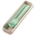 thumbnail image 2 of Sunjoy Tech 3Pcs Portable Tableware Set Eco-Friendly Chopsticks Spoon Fork Plastic Cutlery with Box for Students Office Workers, 2 of 8