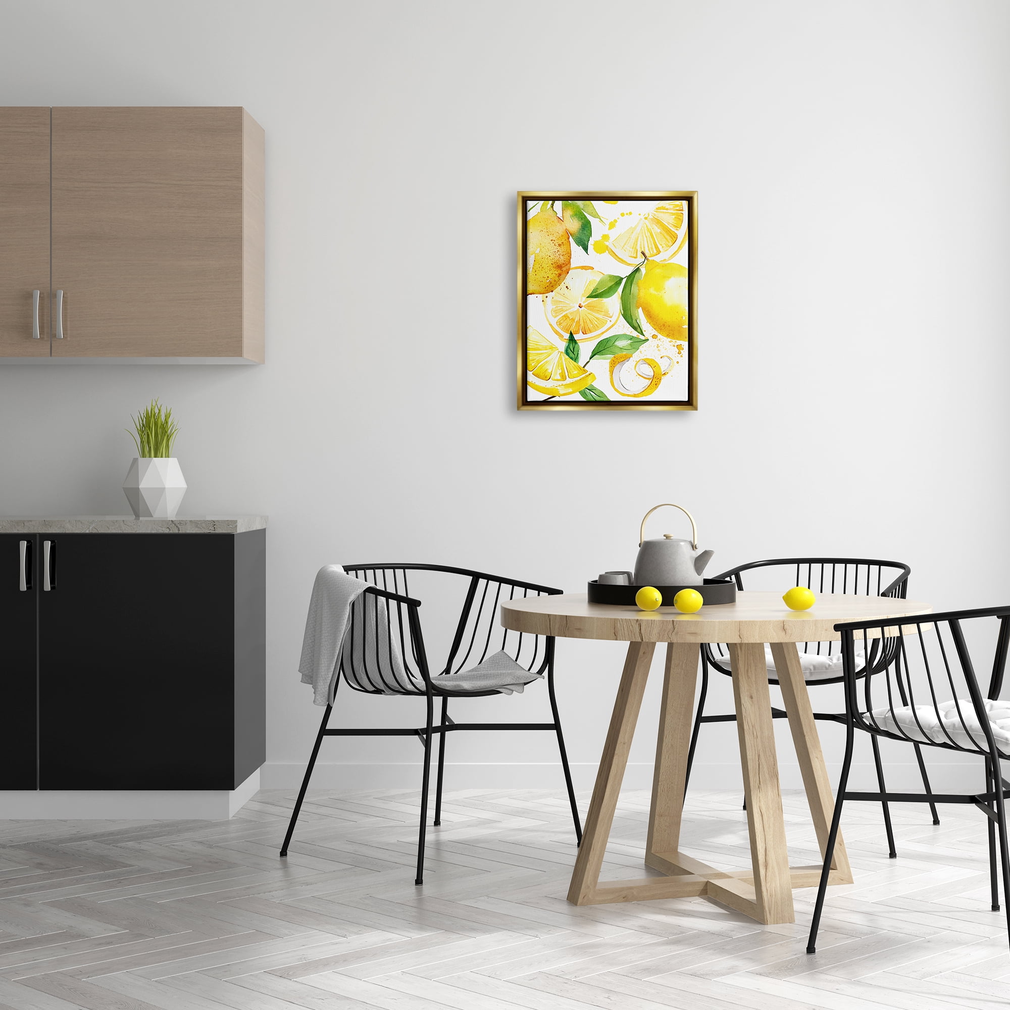 Stupell Industries Modern Lemon Peels Food & Beverage Painting Gold Floater Framed Art Print Wall Art, 17 x 21