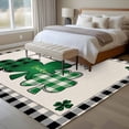 thumbnail image 5 of Area Rug 72×108in, St. Patrick's Day Green Buffalo Shamrocks Floor Carpet Living Room Rug, Black White Plaid Border Non-Slip Welcome Mat Indoor Rugs for Bedroom Dining Room, 5 of 9