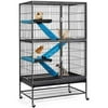 YAHEETECH 54" Rolling Metal 2-Story Ferrets Cage Small Animal Cage for Adult Rats/Chinchillas Critter Nation Cage w/ 2 Ramps/Platforms Black