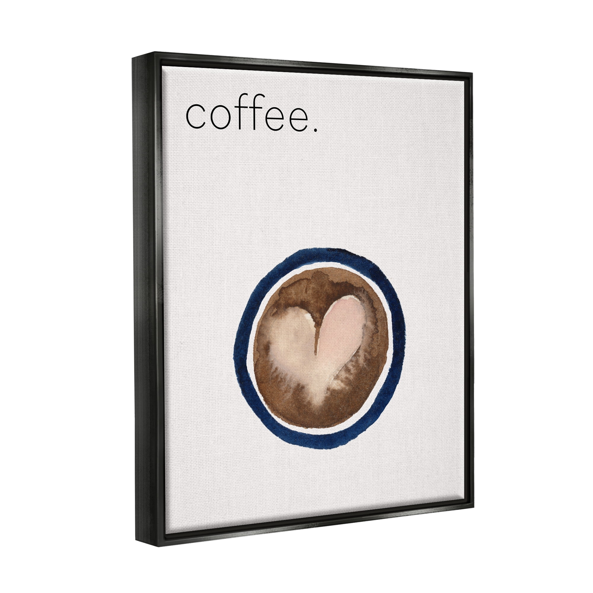 Stupell Industries Coffee with Heart Shape Food & Beverage Painting Black Floater Framed Canvas Art Print Wall Art, 25 x 31