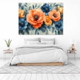 thumbnail image 3 of Mudket Framed Floral Canvas Wall Art Orange Navy Flower Prints Wall Decor Neutral Botanical Canvas Print Ready to Hang for Living Room Bedroom Office Farmhouse Wall Decor - 12"L x 8"W, 3 of 10
