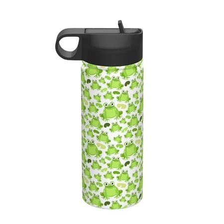 

Adobk Cute Frogs Print Water Bottle 18oz Sports Insulated Kettle for Cycling Gym Basketball Outdoor Suitable as a Present