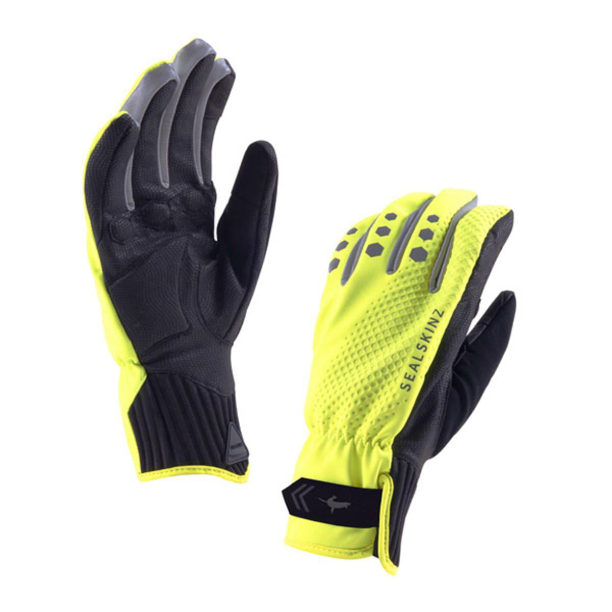 winter High Vis Yellow Sealskinz Waterproof All Weather Cycle XP Gloves 
