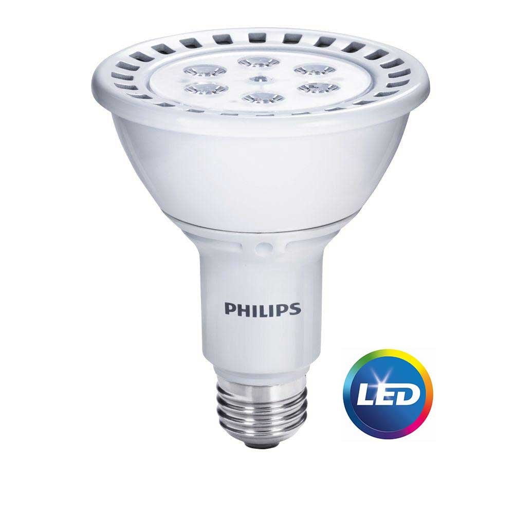 Philips LED Dimmable Flood Light Bulb, PAR30L, Bright White, 75 WE
