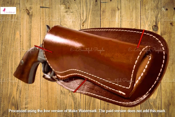 Leather Gun Revolver Holster Cowboy Western Hand Crafted- Barrel size :"5-6"