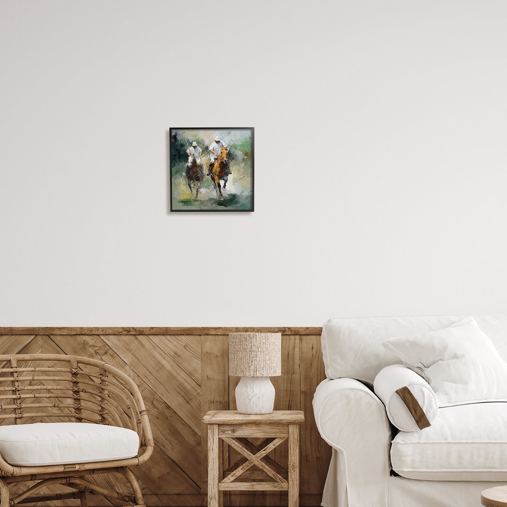 Stupell Industries Two Polo Players Abstract Sports Painting Black Framed Art Print Wall Art, 12 x 12