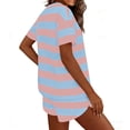 thumbnail image 5 of ylioge Womens 2 Piece Pajama Sets Short Sleeve Sleep Tops and Shorts Casual Stripe Printed Comfortable Loungewear Homewear Pajamas Outfits Set, 5 of 8