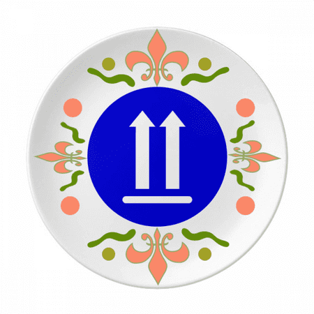 

Upwards Blue Square Warning Mark Flower Ceramics Plate Tableware Dinner Dish