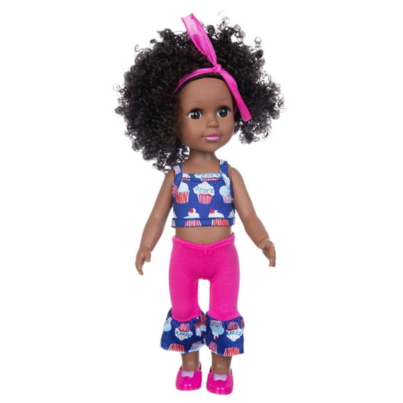 Pisexur Black Dolls 13.78inch American African Girl Baby Doll for Kids Aged 3 4 5 6 7 Years Fashion Play Doll Reborn Baby Toy Doll - Life Size Soft Adjustable Perfect for Birthday