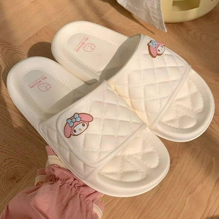 Sanrio Cartoon Slippers Hello Kitty Kuromi Women Men Summer Fashion Flat Shoes Couples Soft Cute Home Slippers Y2k Shoes