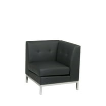 OSP Home Furnishings Wallstreet Corner Chair in Black Faux Leather