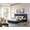 Retro Blue+Wood+Bedroom, variant on HMYG Queen Velvet Platform Bed with Wingback Headboard and Wooden Slats, Royal Blue