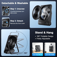 thumbnail image 4 of Large Desk Fan, 10000mAh Battery 40H Runtime Silent Rechargeable Fans, Quiet Personal Portable Cooler for Camping Bedroom Office Small Desktop fan, 4 of 7