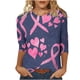 thumbnail image 1 of Camisetas Casuales de las Mujeres Impresas 3/4 Manga Blusa Cuello Redondo Estante de Imitación, Moda Casual Top para las Mujeres, 1 of 5
