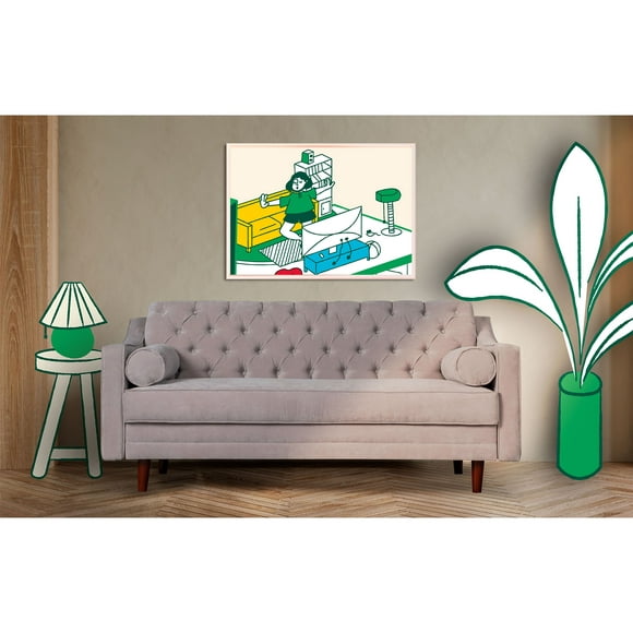 Sofá Cama Makora Ilios Con Memory Foam, Color Gris Claro, Velvet Respaldo Reclinable De 3 posiciones. Makora Capitonado