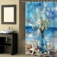 thumbnail image 2 of Fabric Shower Curtain, Starfish Seashell Blue Sky Seaside Daisy Vase Oil Painting Shower Curtains with 12 Hooks Waterproof Machine Washable Bath Curtains for Bathroom, 36 x 78in, 2 of 6