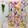 thumbnail image 3 of Easter Colorful Eggs Standard Shower Curtain Set, Waterproof Shower Curtains for Bathroom, Farmhouse Floral Polka Dot Washable Fabric Cloth Bath Curtain for Bathtub Decoration with Hooks 72x72 Inches, 3 of 9