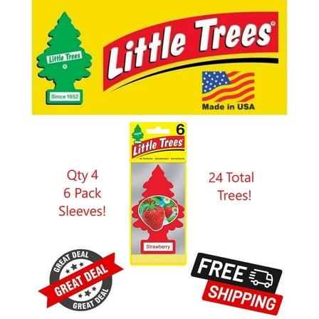 Little Trees 60312 Strawberry Hanging Air Freshener for Car & Home 24 Pack!